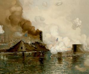 Pictured: The battle between the USS Monitor and CSS Virginia (The Mariners’ Museum & Park)